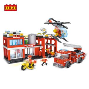 Plastic Building Blocks Building Block Set Brick Toy For Fire Station Set Model Toy-1