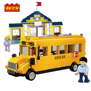 Toy Educational Abs Building Blocks For Kid Toy Building Block Set School Bus With Action Figure-1